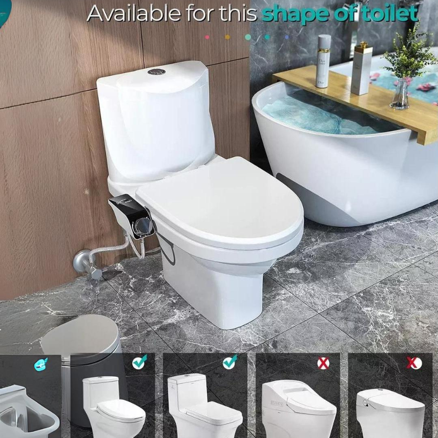 Bidet Fresh Water Spray Kit Non Electric Toilet Seat Attachment with Dual Nozzle