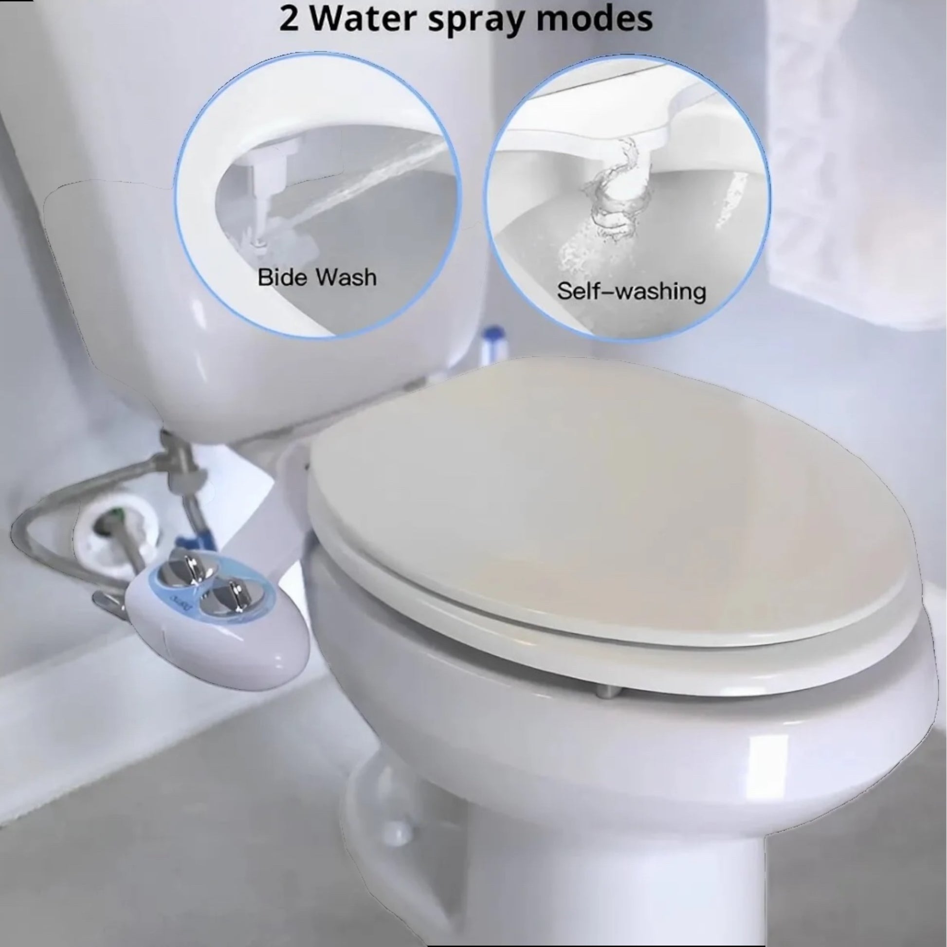 Bidet Fresh Water Spray Kit Non-Electric Toilet Seat Attachment Cold Wash بيديت طقم لرش المياه -مرفق مقعد المرحاض غير الكهربائى