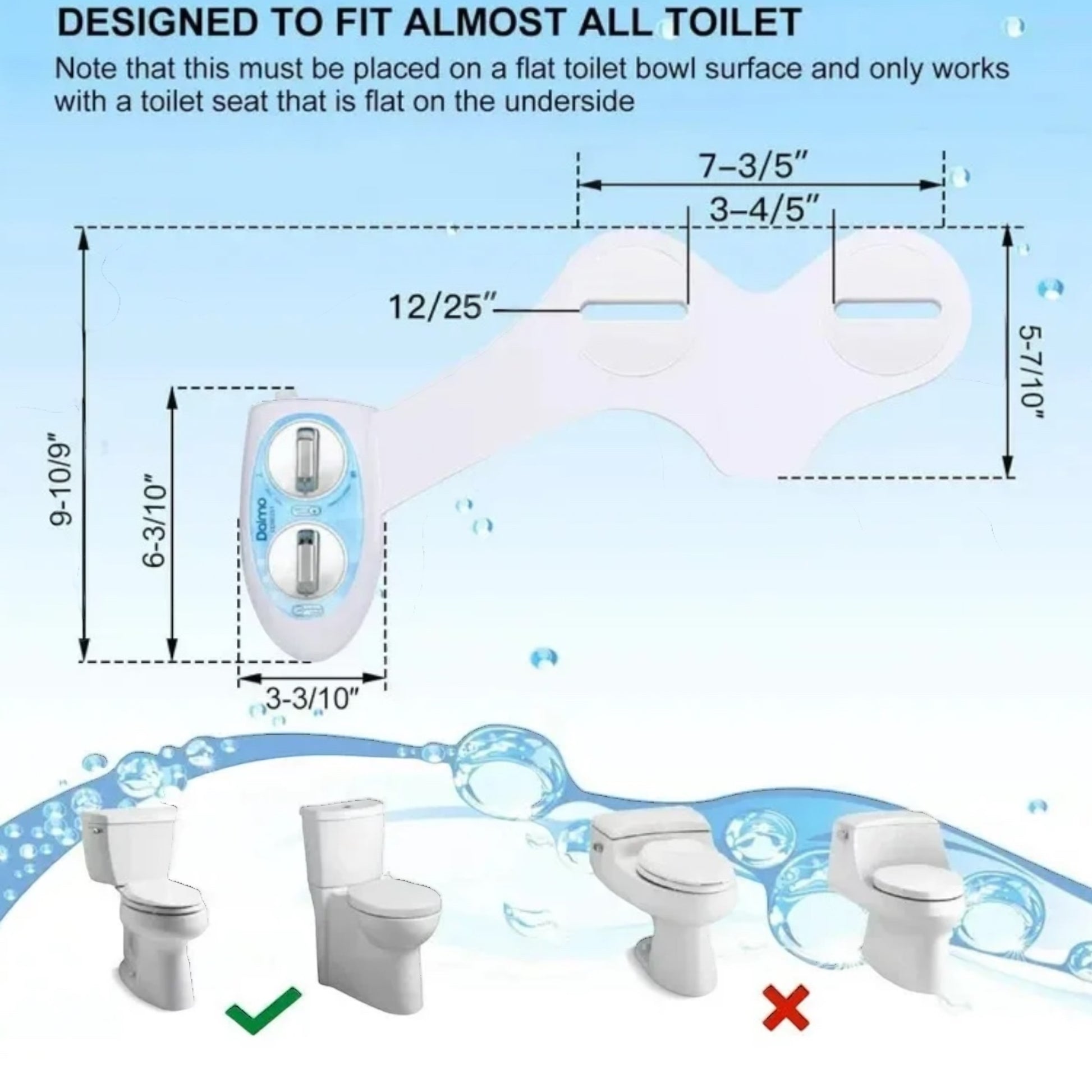 Bidet Fresh Water Spray Kit Non-Electric Toilet Seat Attachment Cold Wash بيديت طقم لرش المياه -مرفق مقعد المرحاض غير الكهربائى