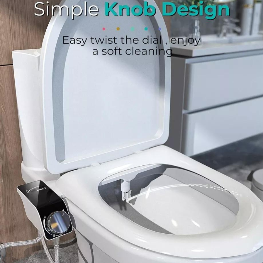 Bidet Fresh Water Spray Kit Non Electric Toilet Seat Attachment with Dual Nozzle