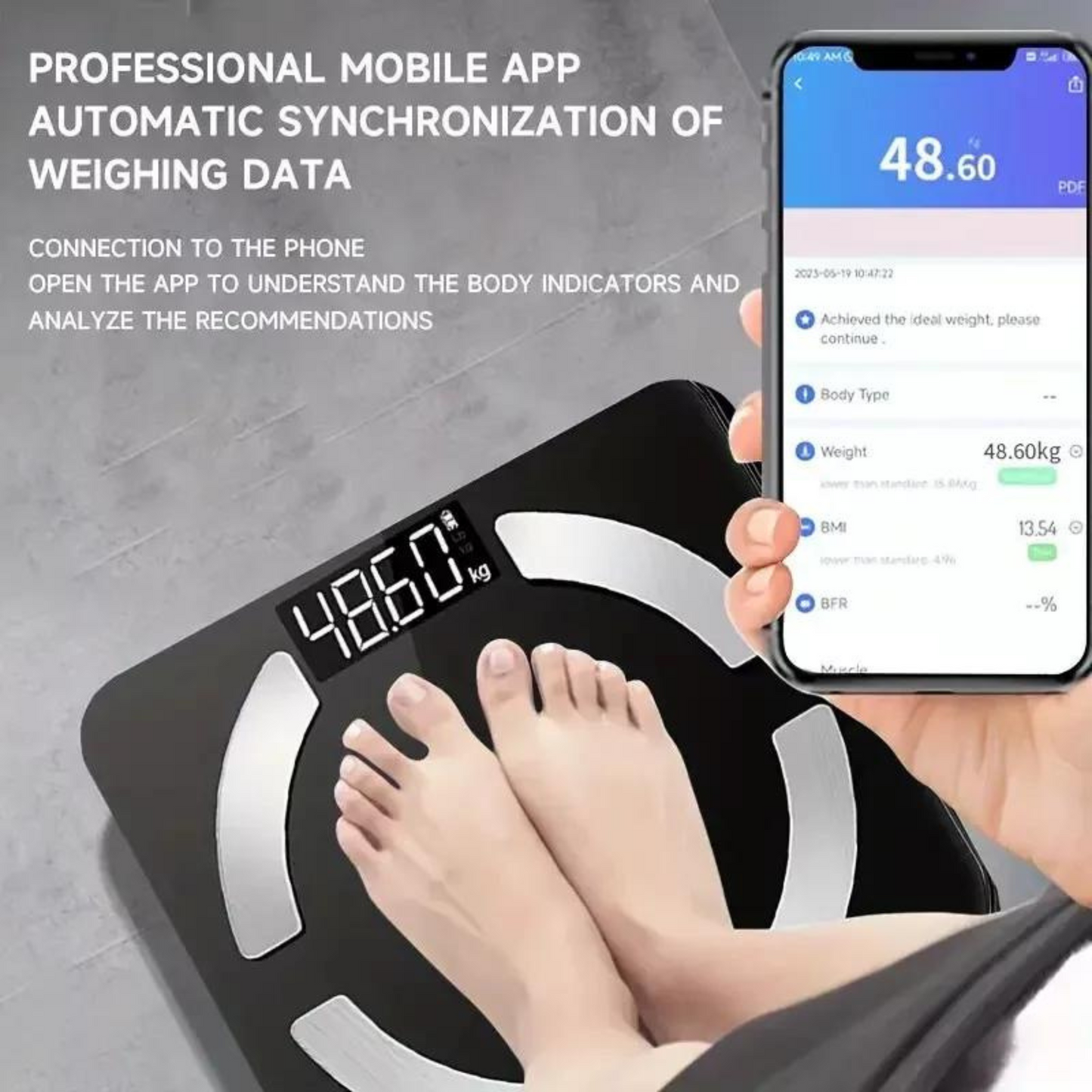 Smart Digital Bathroom Weight Fat Scale Body BMI Mobile App Bluetooth