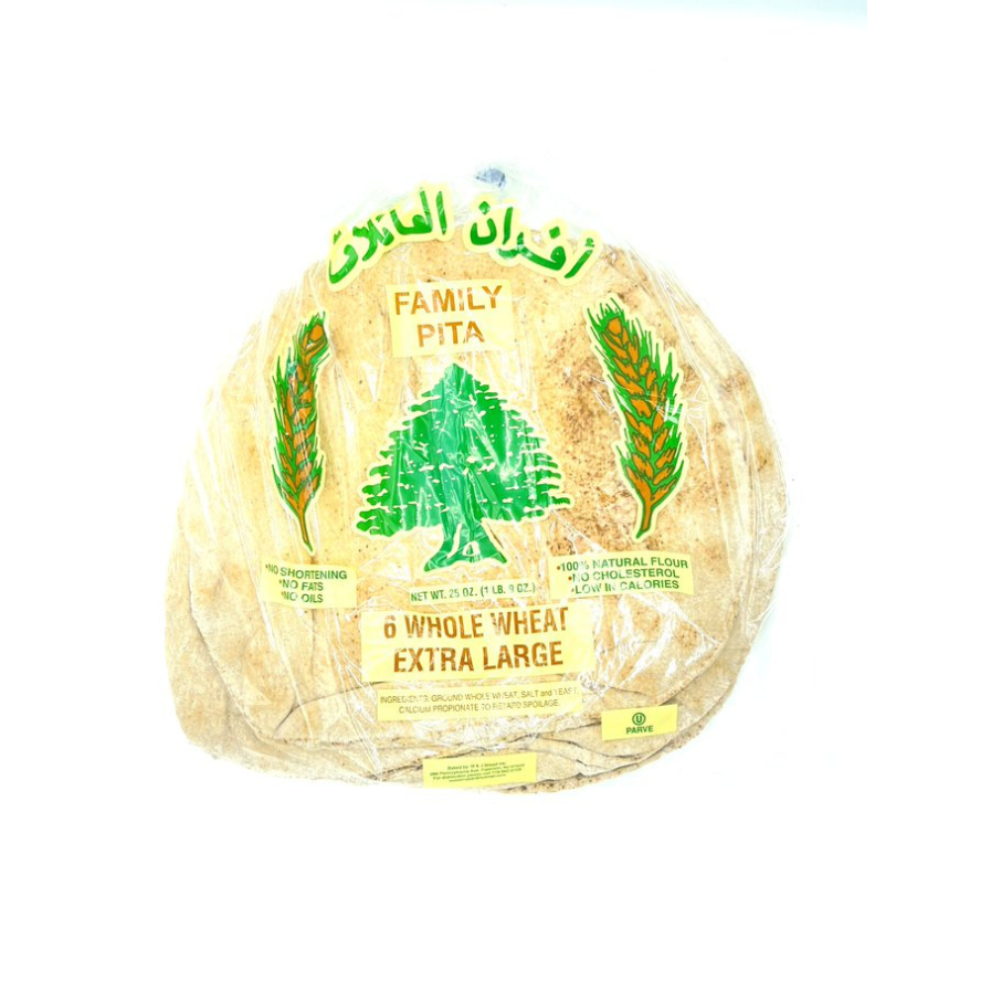 Lebanese 6 XL wheat pita bread