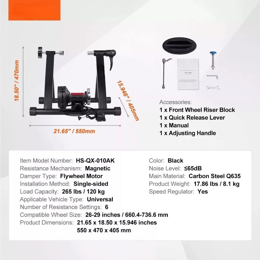 Magnetic Bike Trainer Stand Premium Steel Bicycle Indoor Exercise Fitness Black