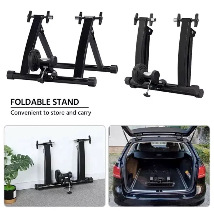 Magnetic Bike Trainer Stand Premium Steel Bicycle Indoor Exercise Fitness Black