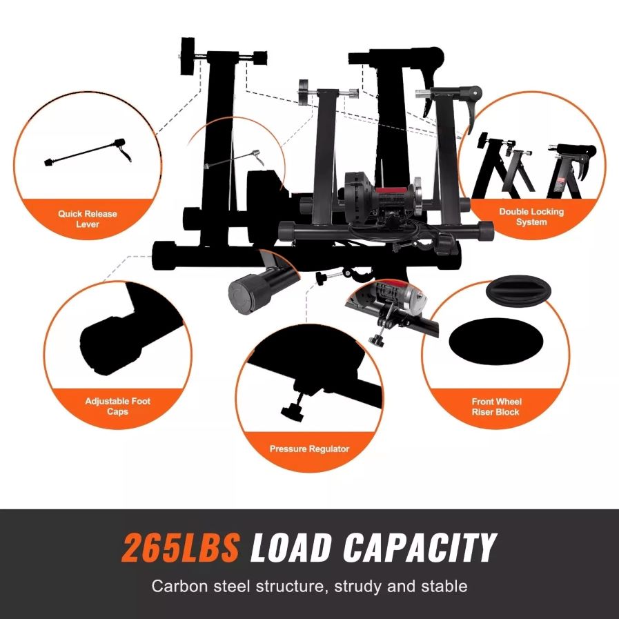 Magnetic Bike Trainer Stand Premium Steel Bicycle Indoor Exercise Fitness Black