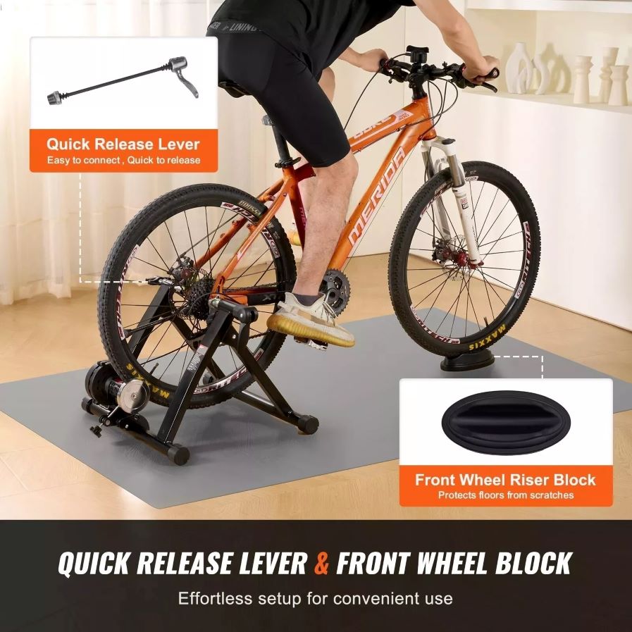 Magnetic Bike Trainer Stand Premium Steel Bicycle Indoor Exercise Fitness Black
