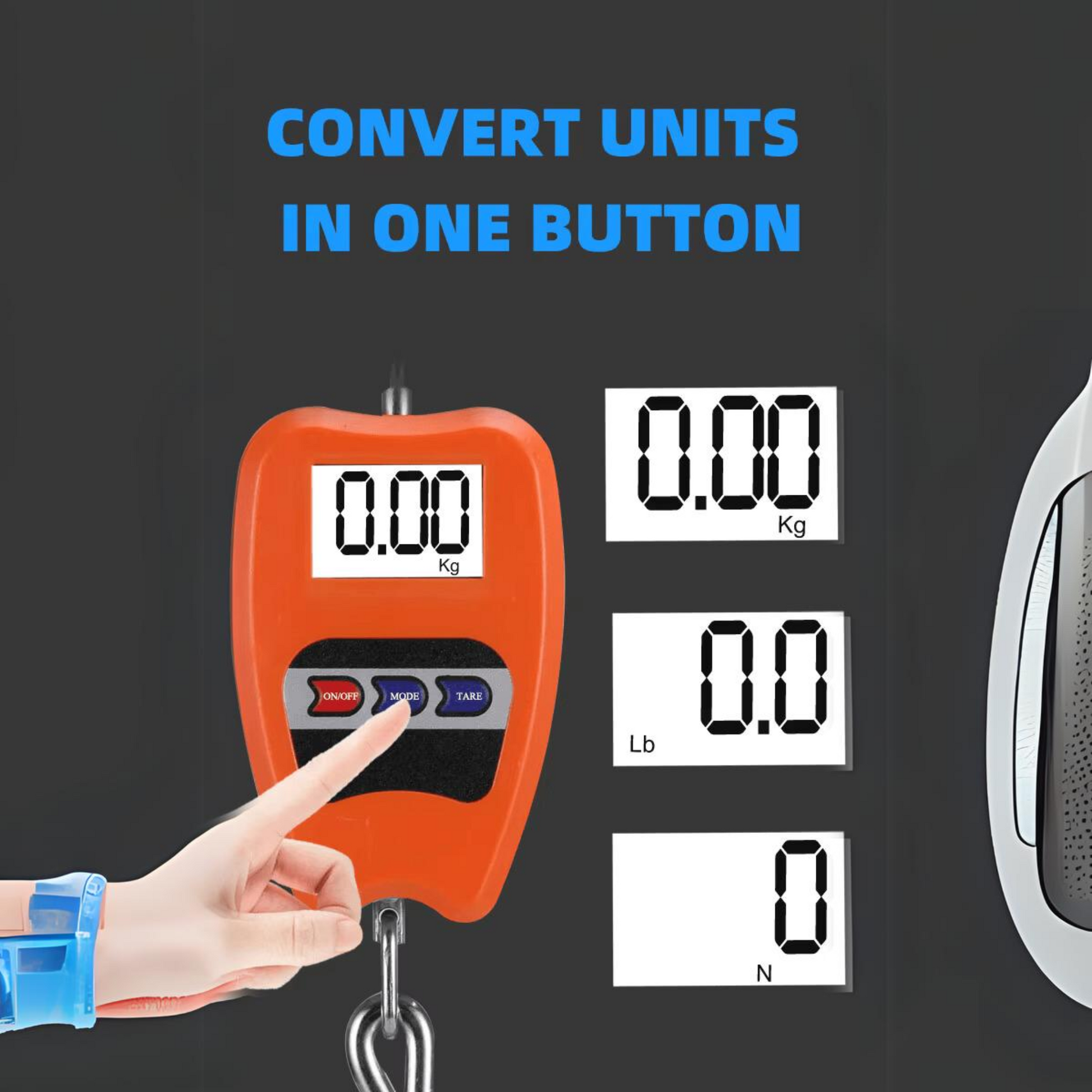 Crane Scale Weighing Digital Industrial Hanging Scale 200Kg / 441Lb Heavy Duty