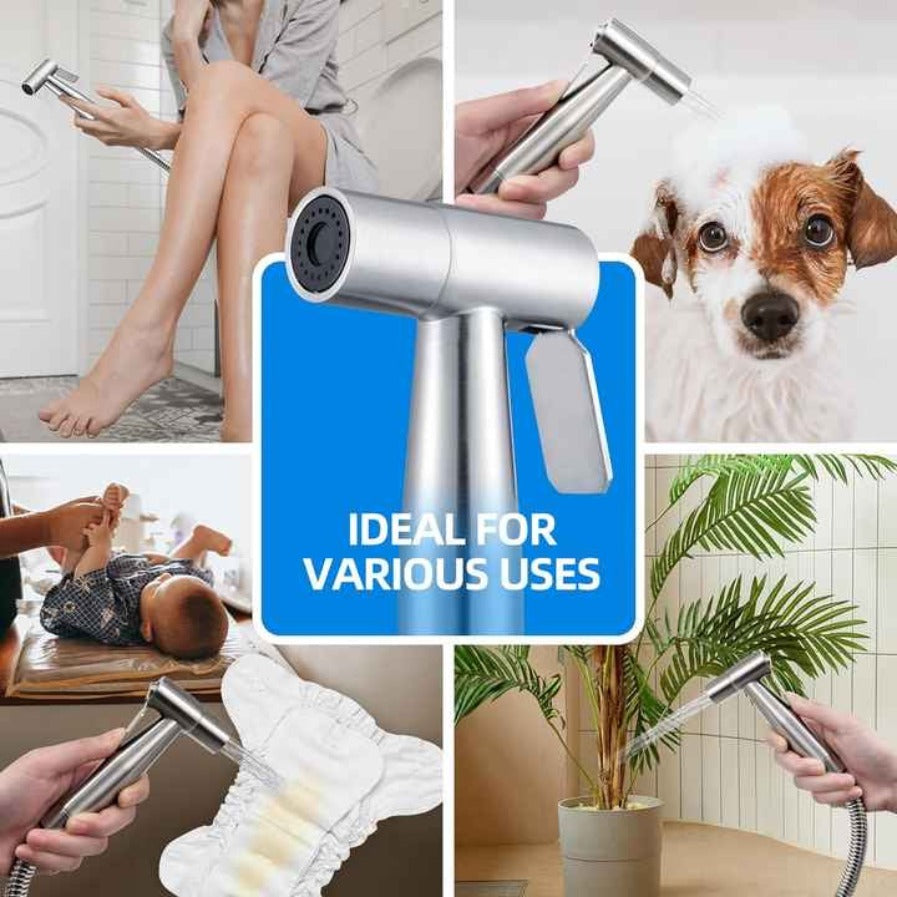 Toilet Shattaf Adapter Hose Bidet Spray Stainless Steel Handheld Shower Head US