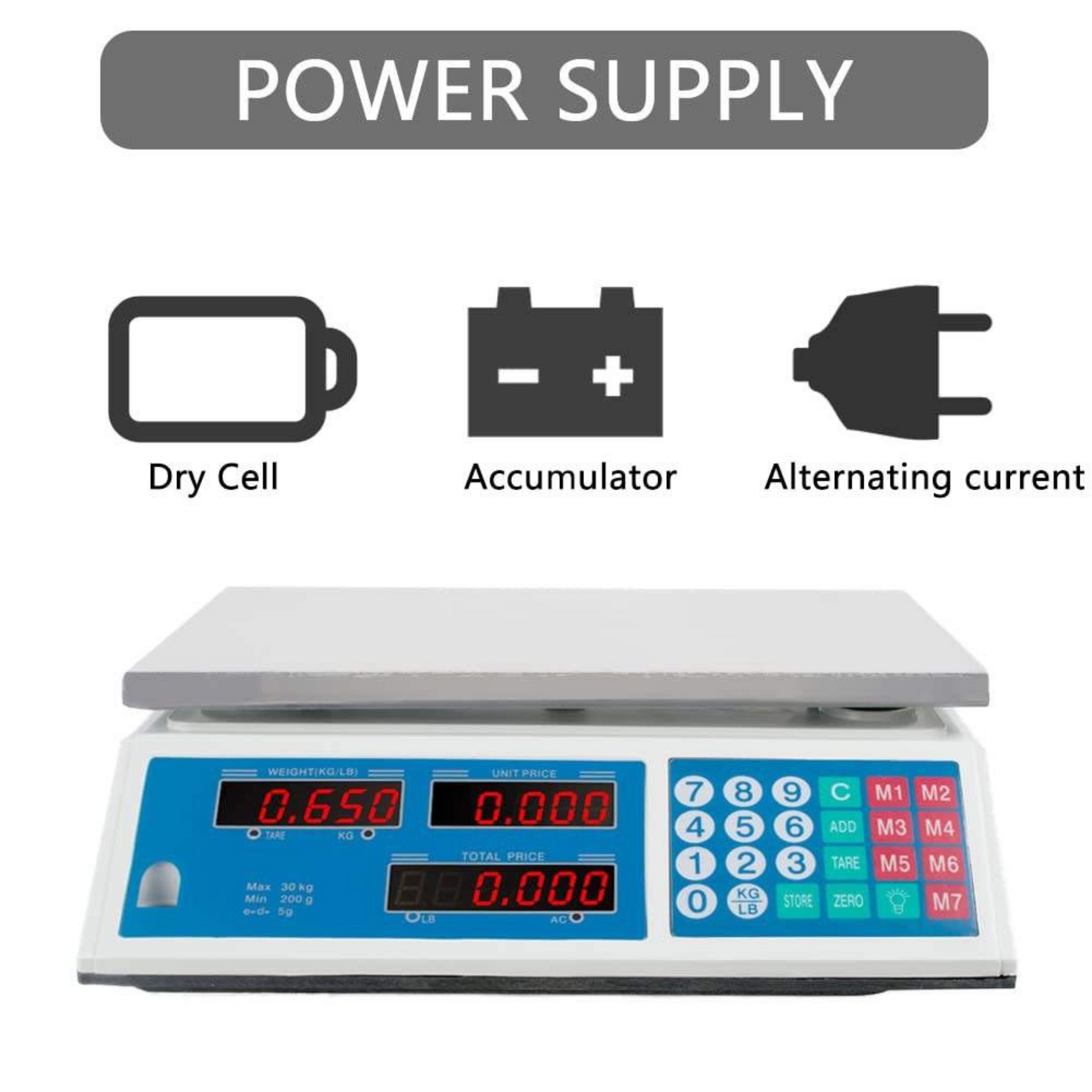 Digital LED Commercial Price Scale 66 lbs / 30 kg Food Fruit Electronic Counting