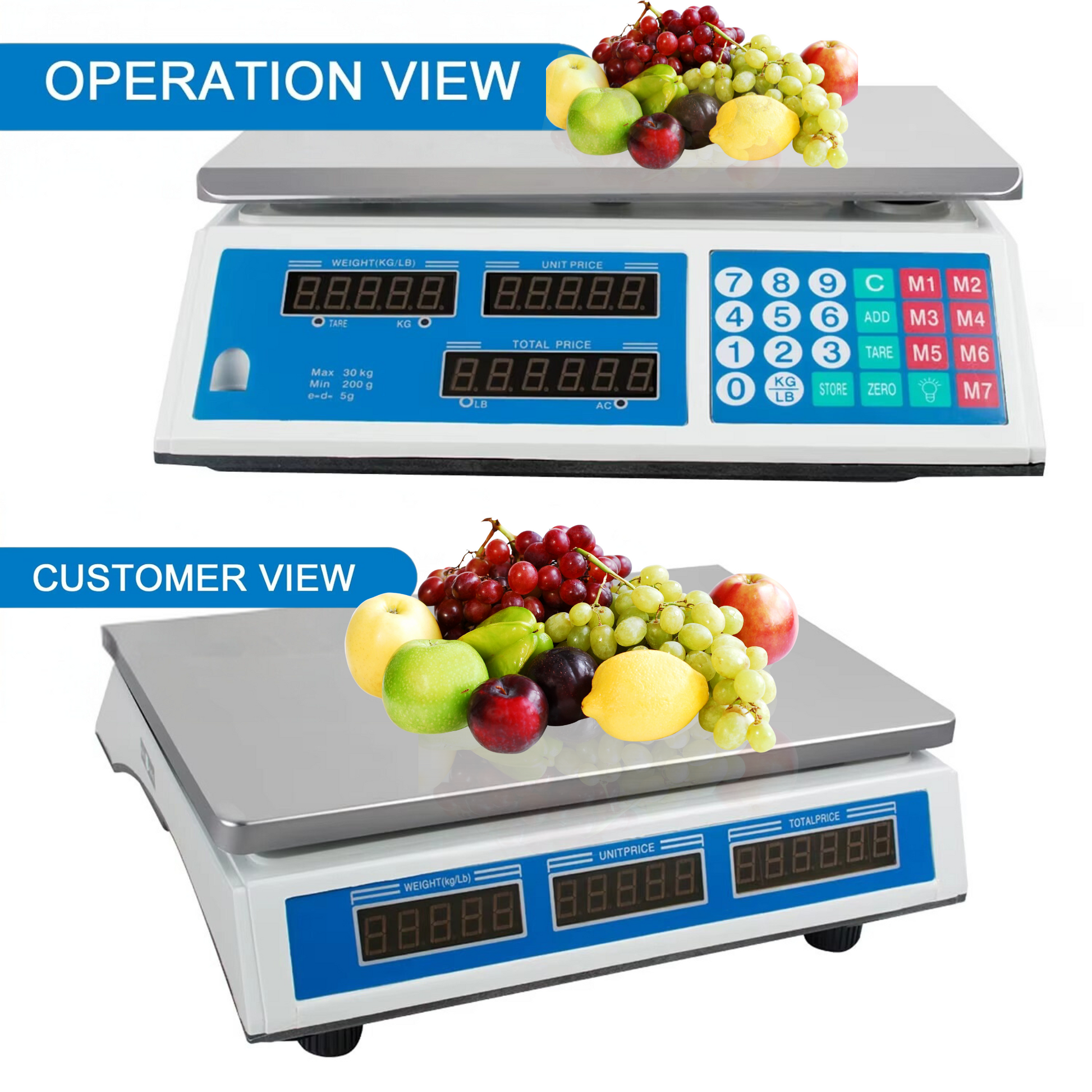 Digital LED Commercial Price Scale 66 lbs / 30 kg Food Fruit Electronic Counting