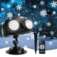 Christmas Snowflake Projector Light – Dual-Head Outdoor LED Snowfall Projector with Remote & Timer, IP65 Waterproof