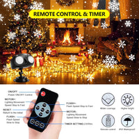 Christmas Snowflake Projector Light – Dual-Head Outdoor LED Snowfall Projector with Remote & Timer, IP65 Waterproof