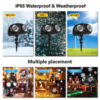 Christmas Snowflake Projector Light – Dual-Head Outdoor LED Snowfall Projector with Remote & Timer, IP65 Waterproof
