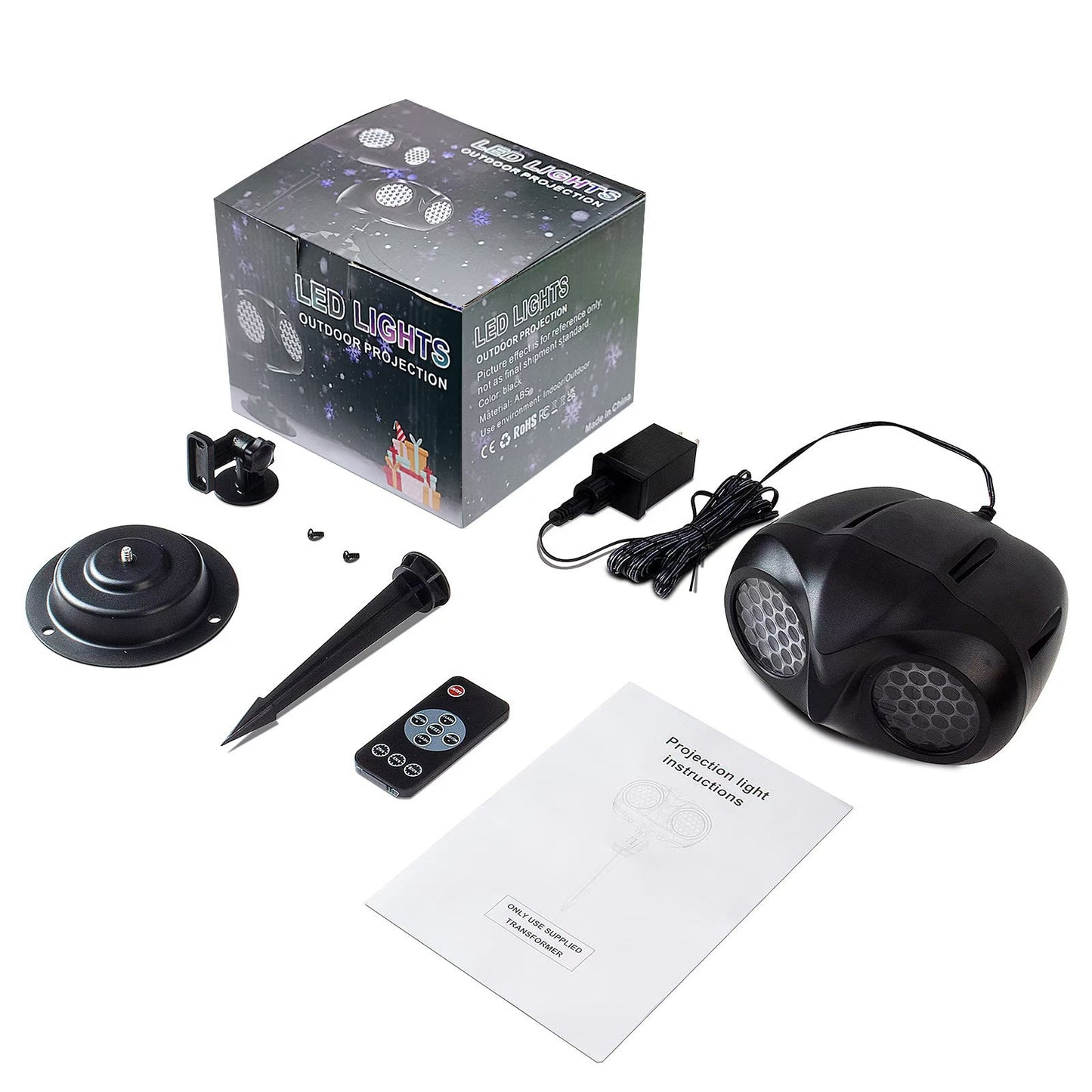 Christmas Snowflake Projector Light – Dual-Head Outdoor LED Snowfall Projector with Remote & Timer, IP65 Waterproof