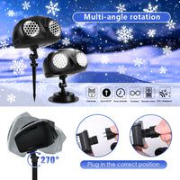 Christmas Snowflake Projector Light – Dual-Head Outdoor LED Snowfall Projector with Remote & Timer, IP65 Waterproof