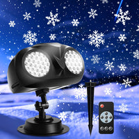 Christmas Snowflake Projector Light – Dual-Head Outdoor LED Snowfall Projector with Remote & Timer, IP65 Waterproof