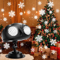 Christmas Snowflake Projector Light – Dual-Head Outdoor LED Snowfall Projector with Remote & Timer, IP65 Waterproof