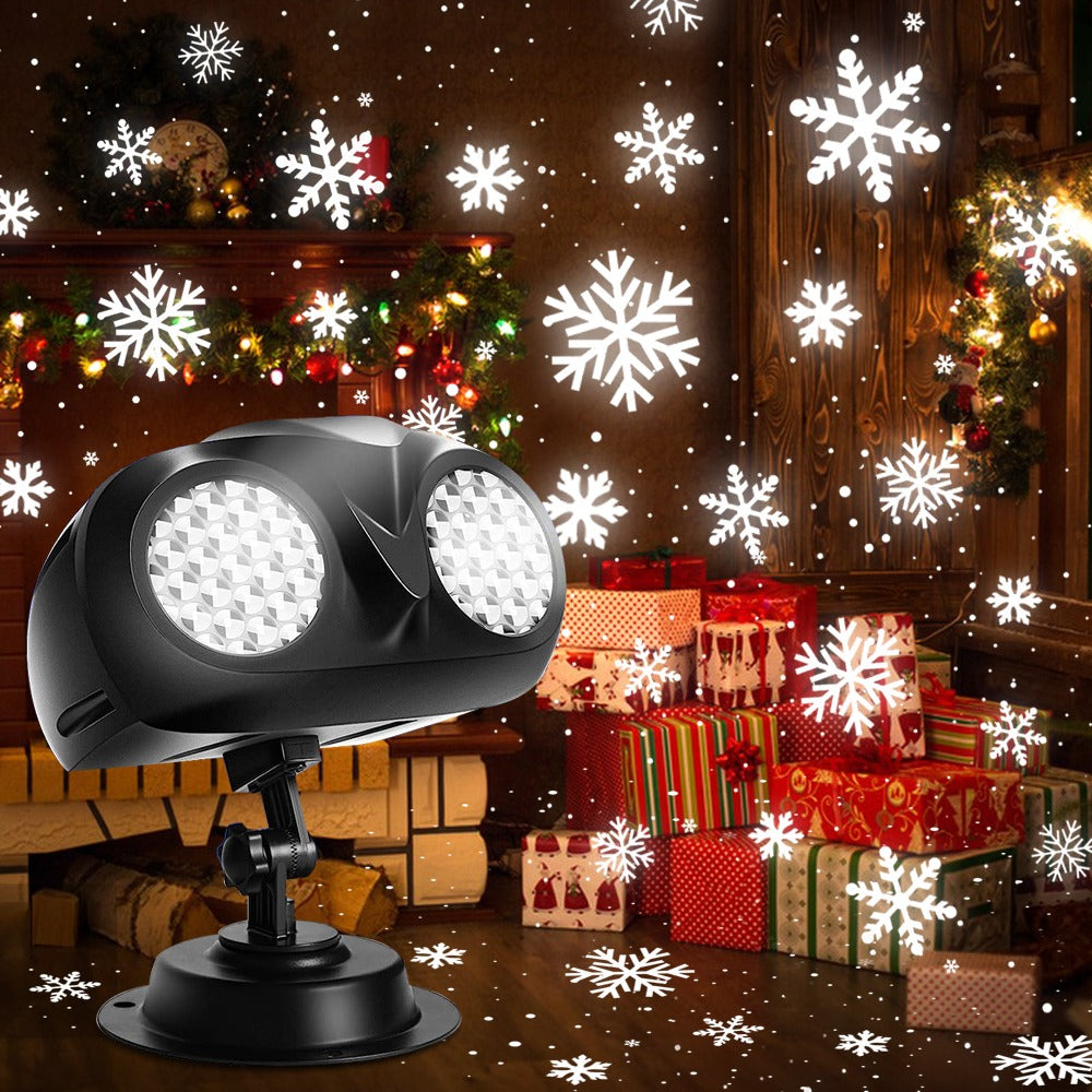 Christmas Snowflake Projector Light – Dual-Head Outdoor LED Snowfall Projector with Remote & Timer, IP65 Waterproof