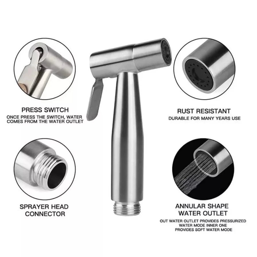 Toilet Shattaf Adapter Hose Bidet Spray Stainless Steel Handheld Shower Head US