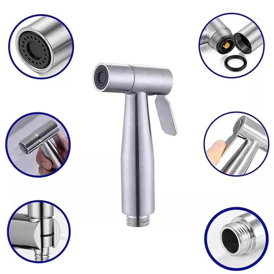 Toilet Shattaf Adapter Hose Bidet Spray Stainless Steel Handheld Shower Head US