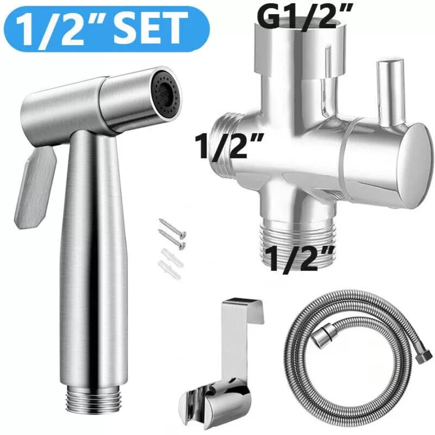 Toilet Shattaf Adapter Hose Bidet Spray Stainless Steel Handheld Shower Head US