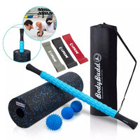 BodyBudd 18" Foam Roller Set with Muscle Roller Stick, Large Peanut Ball & Firm