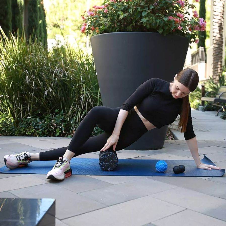 BodyBudd 18" Foam Roller Set with Muscle Roller Stick, Large Peanut Ball & Firm