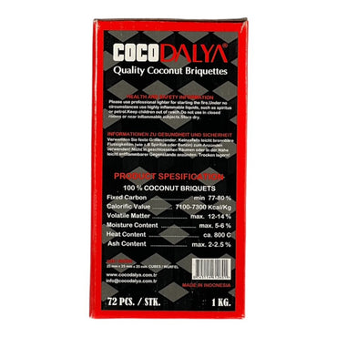 Coco Dalya Quality Coconut Briquettes 72 pieces  كوكو داليا قوالب فحم بجوز الهند