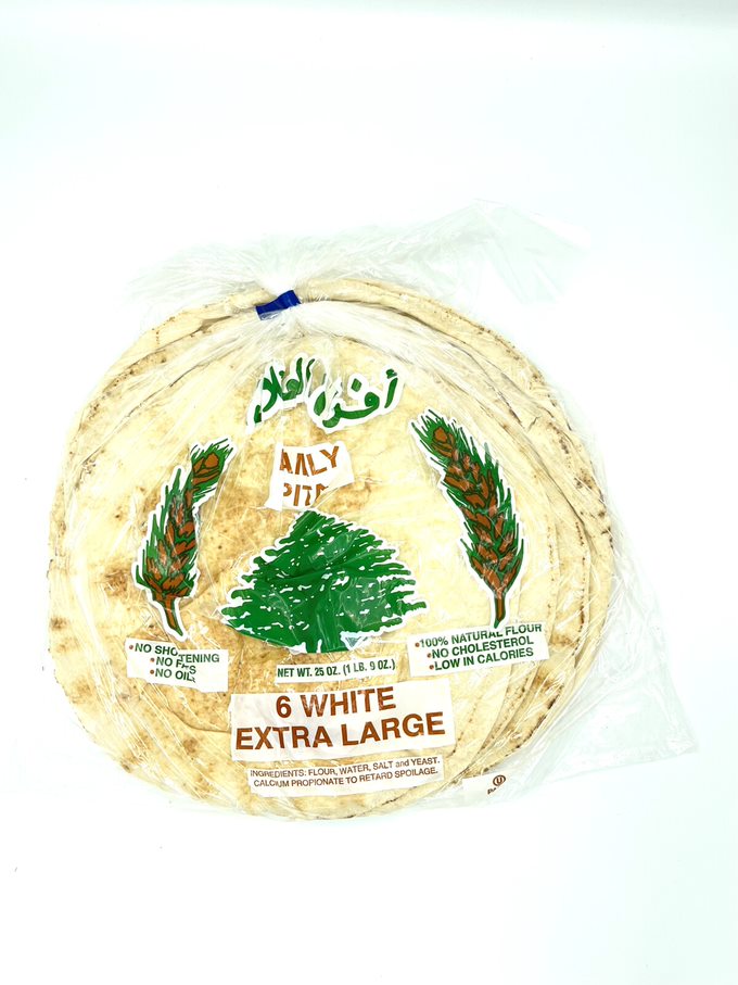 Lebanese 6 XL white pita bread بيتا 6 رغيف خبز ابيض لبنانى