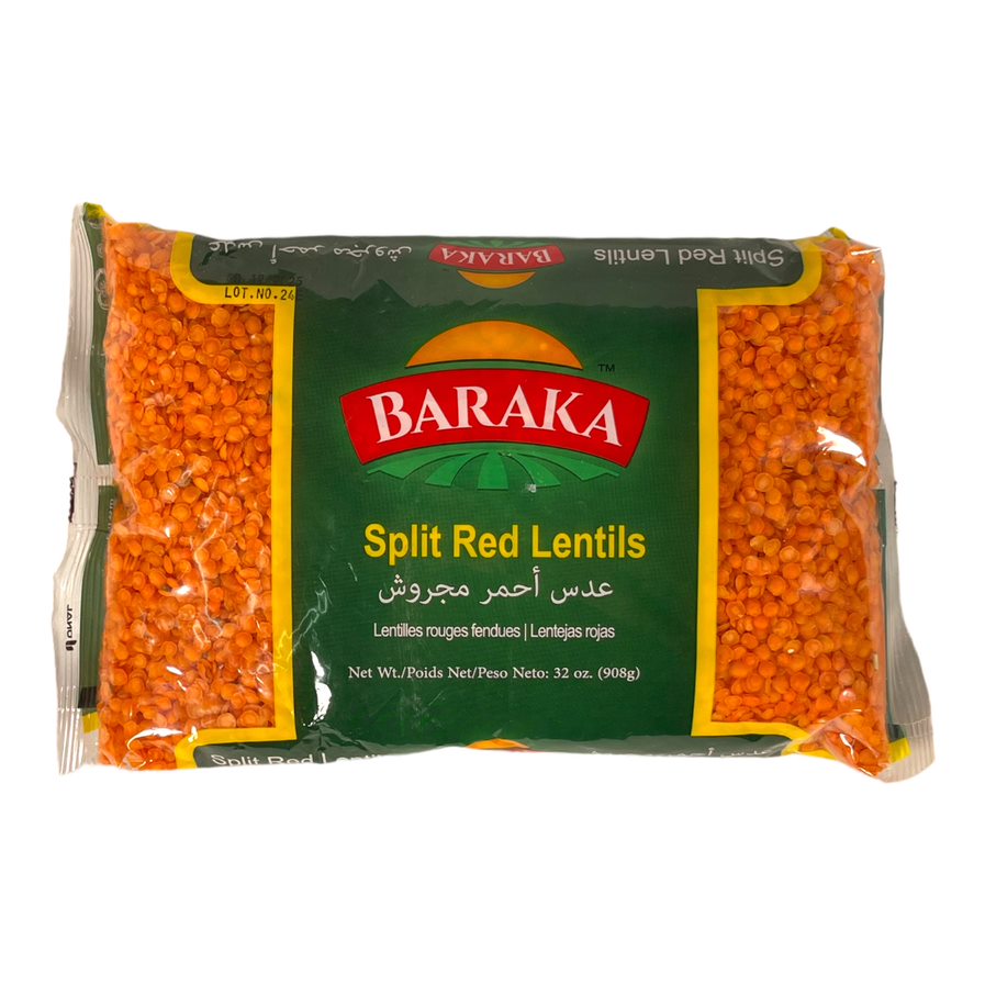 Baraka Split Red Lentils 908 G بركة عدس احمر مرجوش