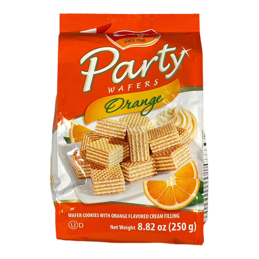 Party Wafers Cookies Orange Flavored Cream Filling 250 GM بارتى ويفر محشو بكريمة بنكهة البرتقال